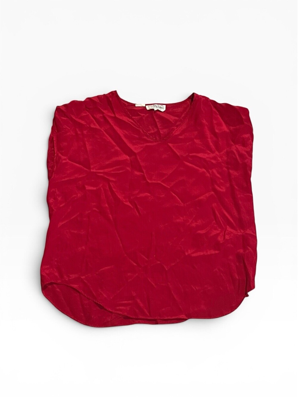 Royal Silk Vintage 100% Silk Cap Sleeve Top, Woman's Red Vintage  Blouse